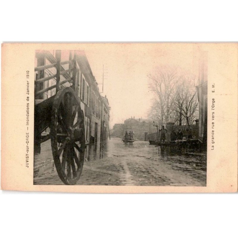 JUVISY: inondation janvier 1910, la grande rue vers l'orge - bon état