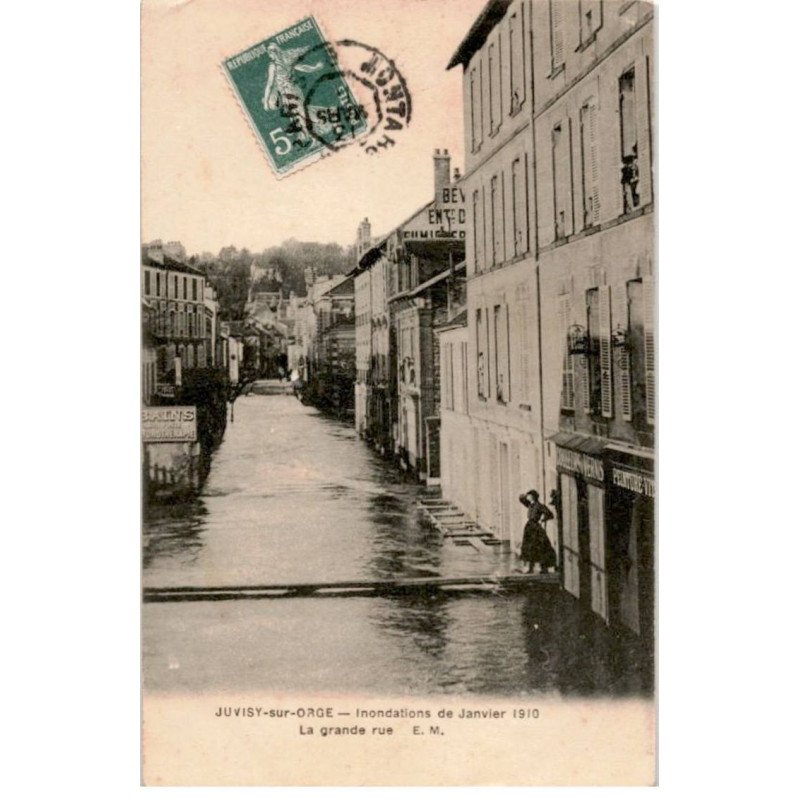 JUVISY: inondation janvier 1910, la grande rue - bon état
