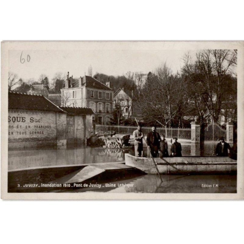 JUVISY: inondation 1910, pont de juvisy, usine lehèque - très bon état