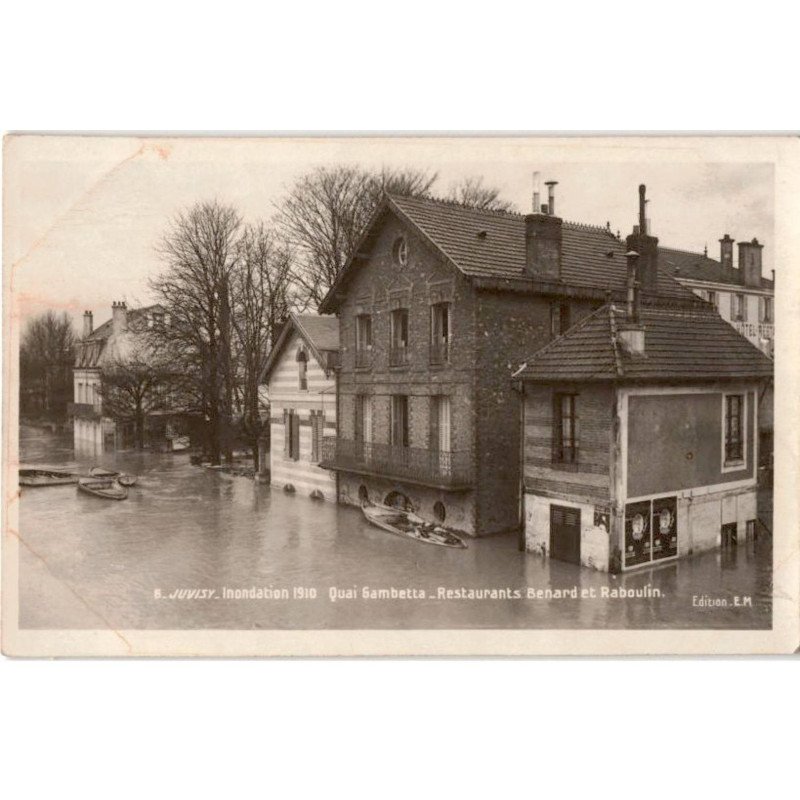 JUVISY: inondation 1910, quai gambetta restaurants benard et raboulin - très bon état