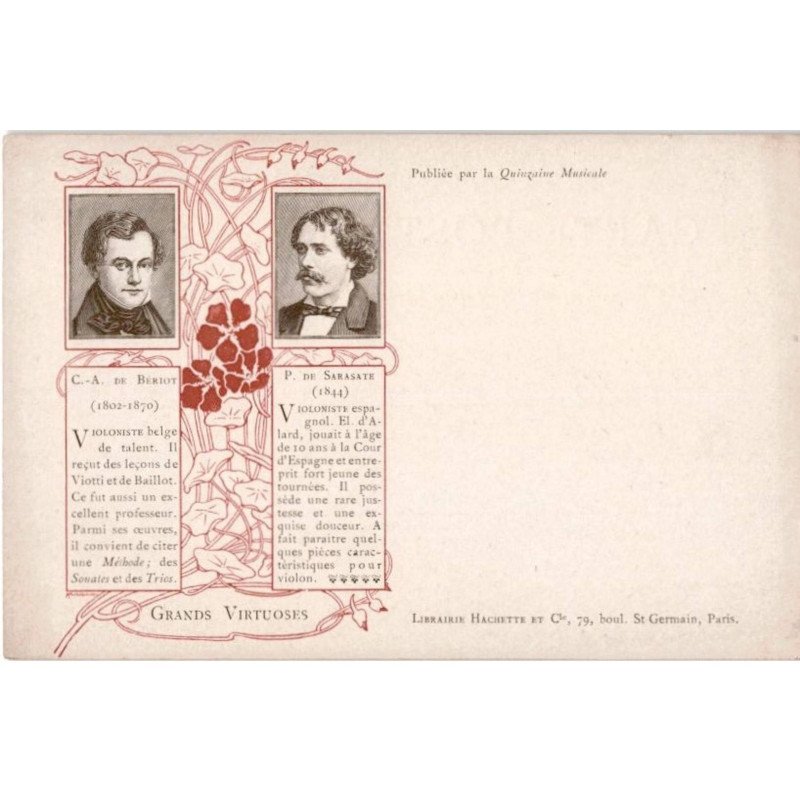 COMPOSITEUR - spectacle et musique: chefs d'orchestre, C.A. de Bériot, P. de Sarasate - très bon état