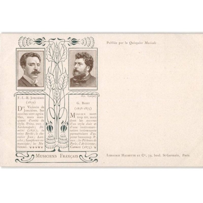 COMPOSITEUR - spectacle et musique: musiciens françcais, F.L.R. Joncières, G. Bizet - très bon état