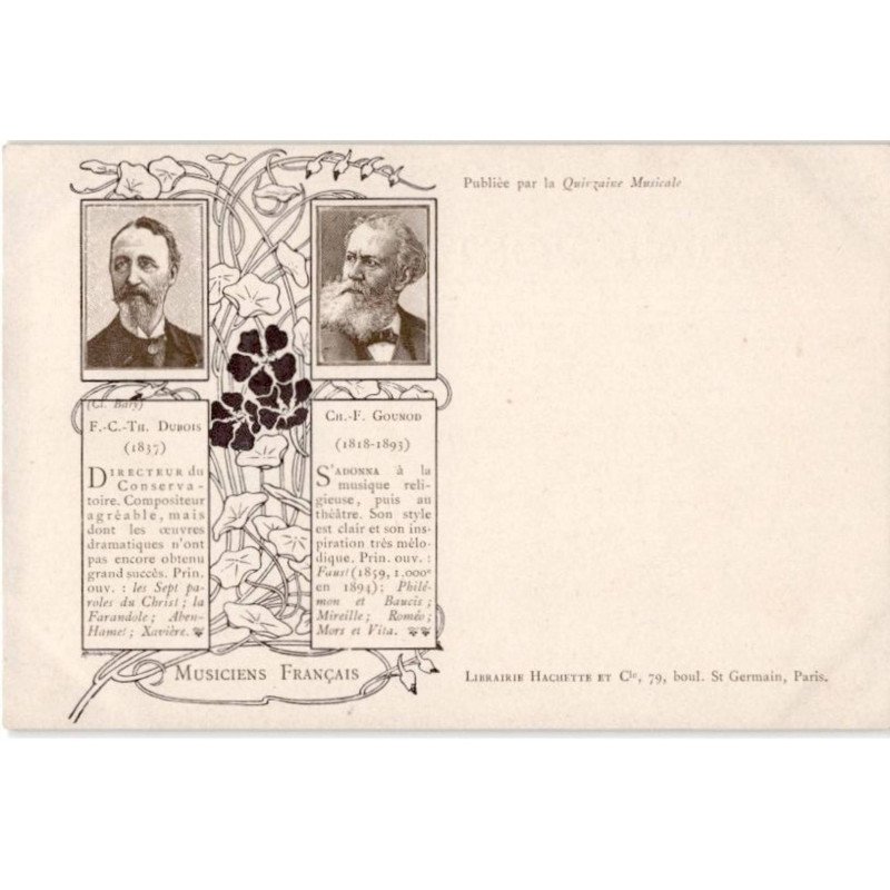 COMPOSITEUR - spectacle et musique: musiciens français F.C.Th Dubois, Ch. F. Gounod - très bon état