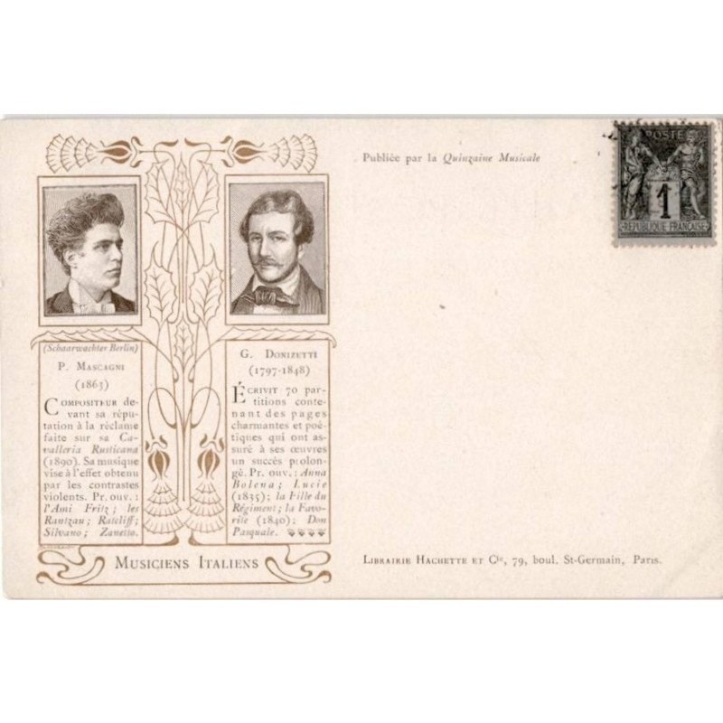 COMPOSITEUR - spectacle et musique: musiciens italiens, P. Mascagni, G. Donizetti - très bon état