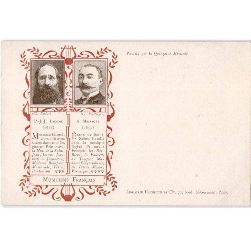 COMPOSITEUR - spectacle et musique: musiciens français P.J.J. Lacome, A. Messagers - état