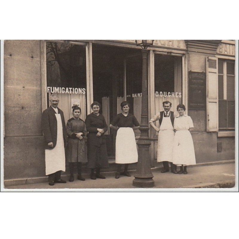 CLICHY : carte photo des Bains vers 1910 - Très bon état