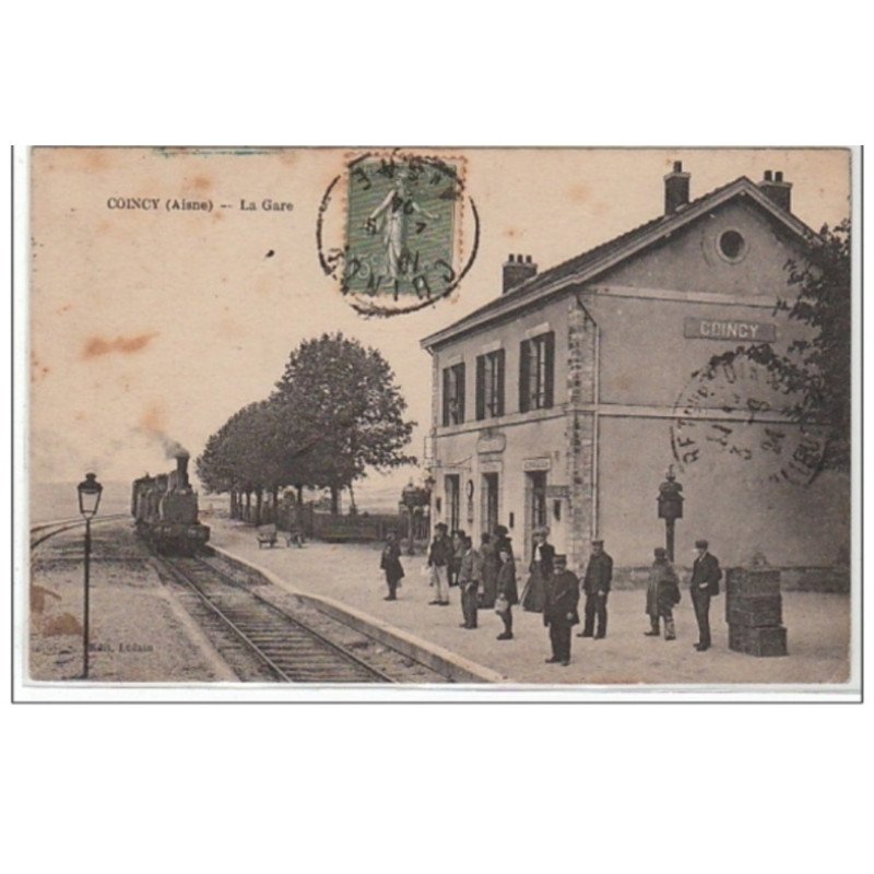 COINCY : la gare - état (2 coins pliés et tâches) COINCY : la gare - état (2 coins pliés et tâches)
