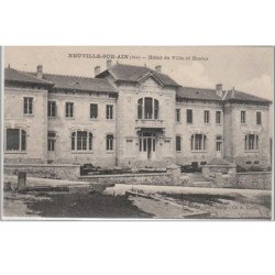 AIN : NEUVILLE SUR AIN : l'hôtel de ville et l'école vers 1910 - très bon état