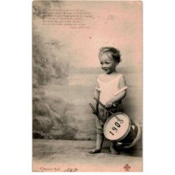 MUSIQUE: enfant et tambour - très bon état