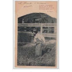 La pêche à la grenouille sur les rives du Doubs - très bon état (timbre coupé en deux au dos)