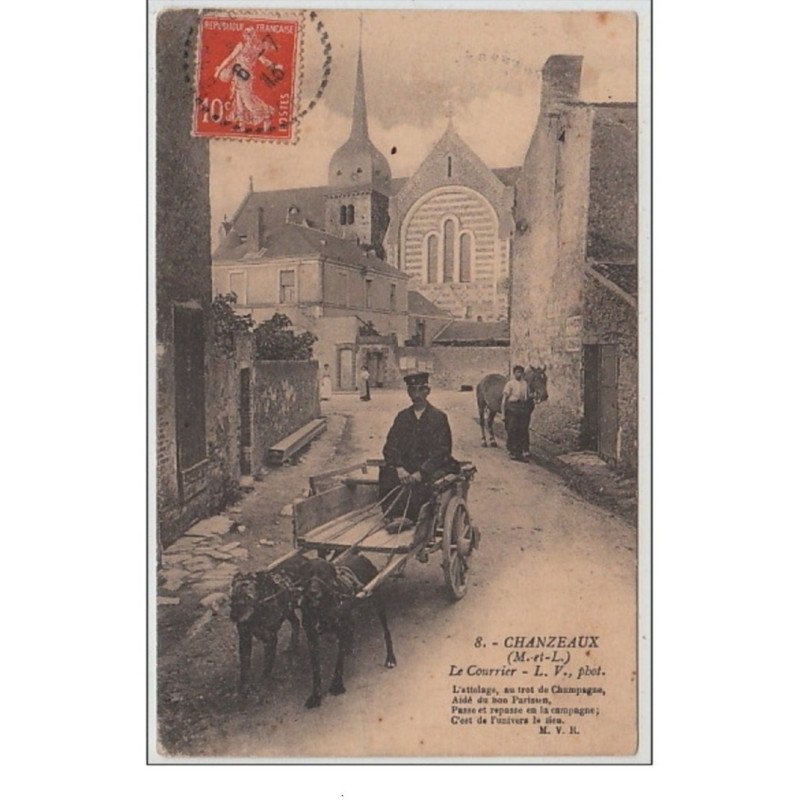 CHANZEAUX : le courrier par voiture à chiens - bon état (coins légèrement arrondis)