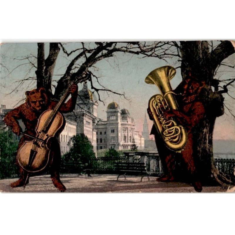 MUSIQUE: dessin, ours, tuba et violoncelle - état