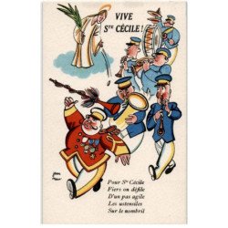 MUSIQUE: dessin, vive sainte-cecile, fiers on défile d'un pas agile les ustensiles sur le nombril - très bon état