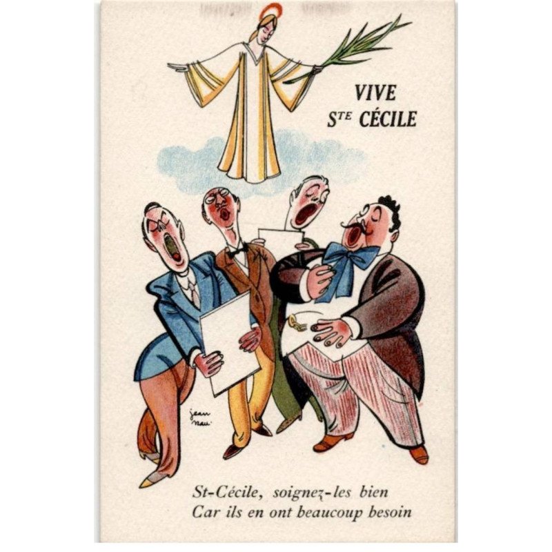 MUSIQUE: dessin, vive sainte-cecile, soignez-les bien car ils en ont beaucoup besoin - très bon état