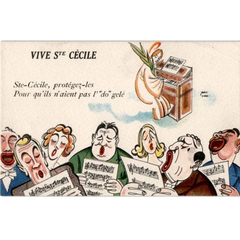 MUSIQUE: dessin, vive sainte-cecile, protégez-les pour qu'ils n'aient pas l'"do" gelé - état