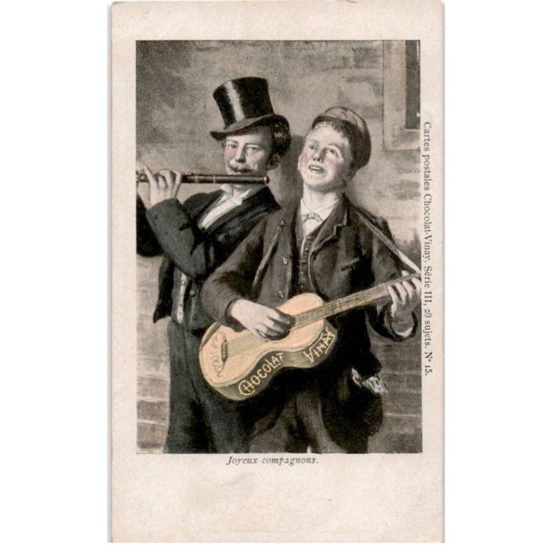 MUSIQUE: dessin, joyeux compagnons, guitare et flute - très bon état