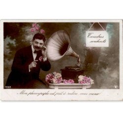 MUSIQUE: dessin, tendres souhaits mon phonographe est prêt à redire mes voeux - bon état