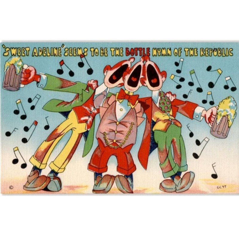 MUSIQUE: dessin, sweet adeline seems to be the bottle hymn of the republic - très bon état