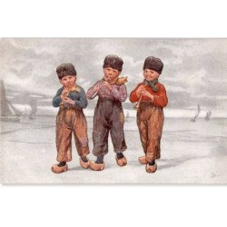 MUSIQUE: dessin, 3 enfant flutistes - très bon état