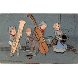 MUSIQUE: dessin, enfants musiciens - très bon état