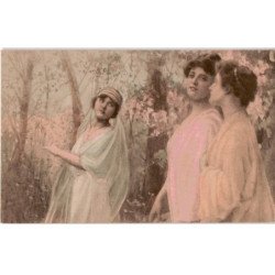 MUSIQUE: dessin, trois femmes - très bon état