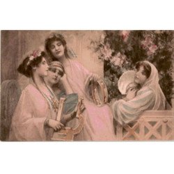 MUSIQUE: dessin, 4 musiciennes - état