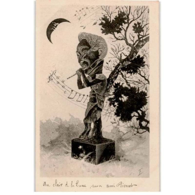 MUSIQUE: dessin, flutiste - très bon état