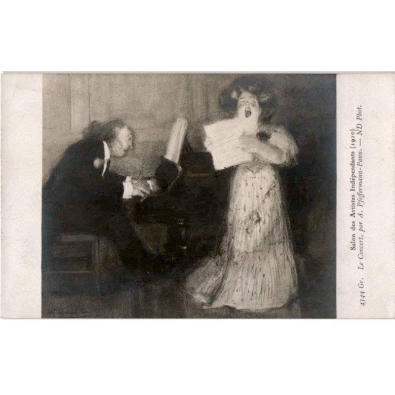 MUSIQUE: dessin, salon des artistes indépendants 1910 le concert - très bon état