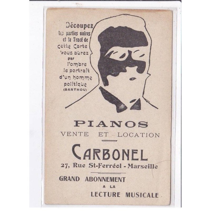 MARSEILLE: pianos vente et location carbonel 27 rue saint-ferréol, silhouette - très bon état