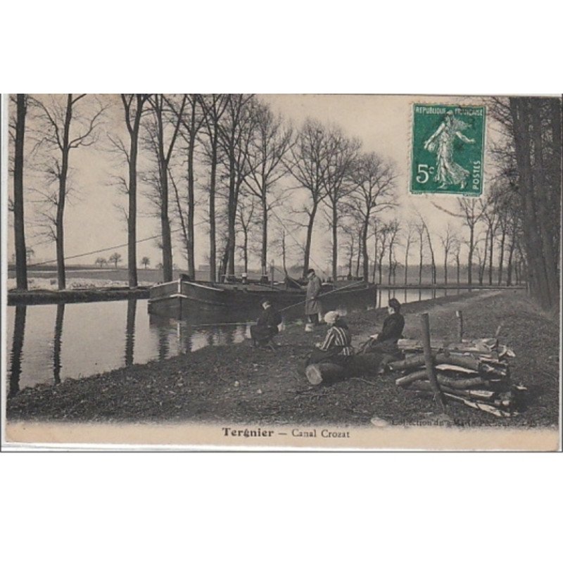 TERGNIER : le canal Crozat vers 1910 - très bon état TERGNIER : le canal Crozat vers 1910 - très bon état