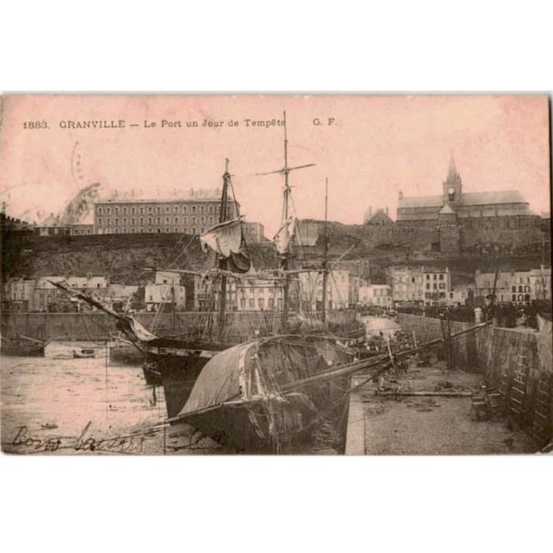 GRANVILLE: le port un jour de tempête - très bon état