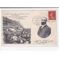 MONTPELLIER : Meeting viticole du 9 Juin 1907, Aspect de la Place de la Comédie pendant le meeting - très bon état