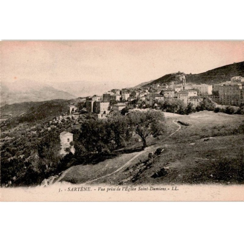 CORSE: sartène, vue prise de l'église saint-damiens - très bon état