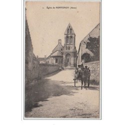 FONTENOY : un attelage devant l'église vers 1910 - très bon état