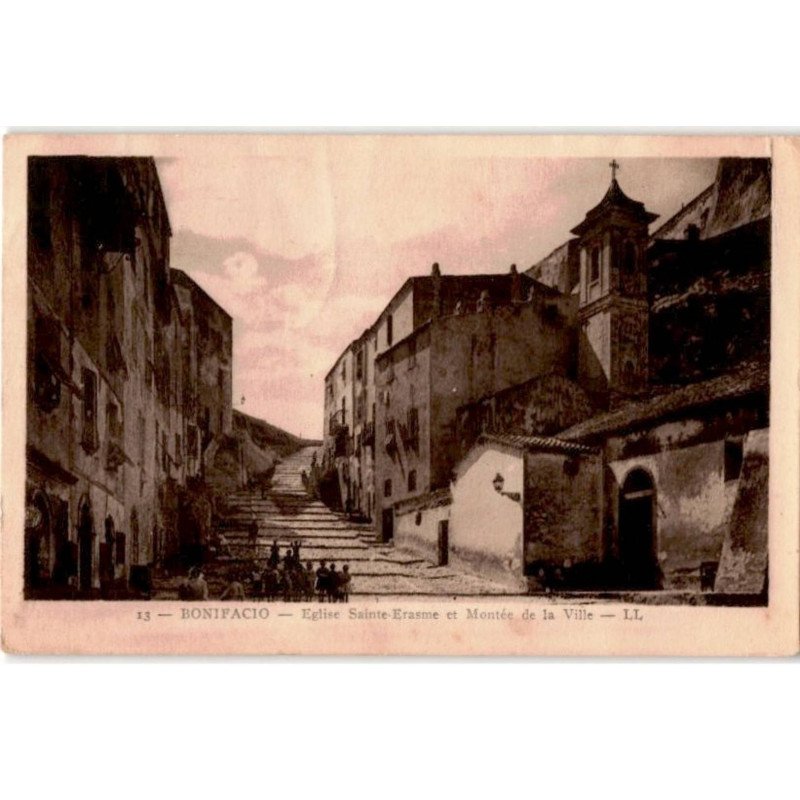 CORSE: BONIFACIO: église sainte-erasme et montée de la ville - bon état