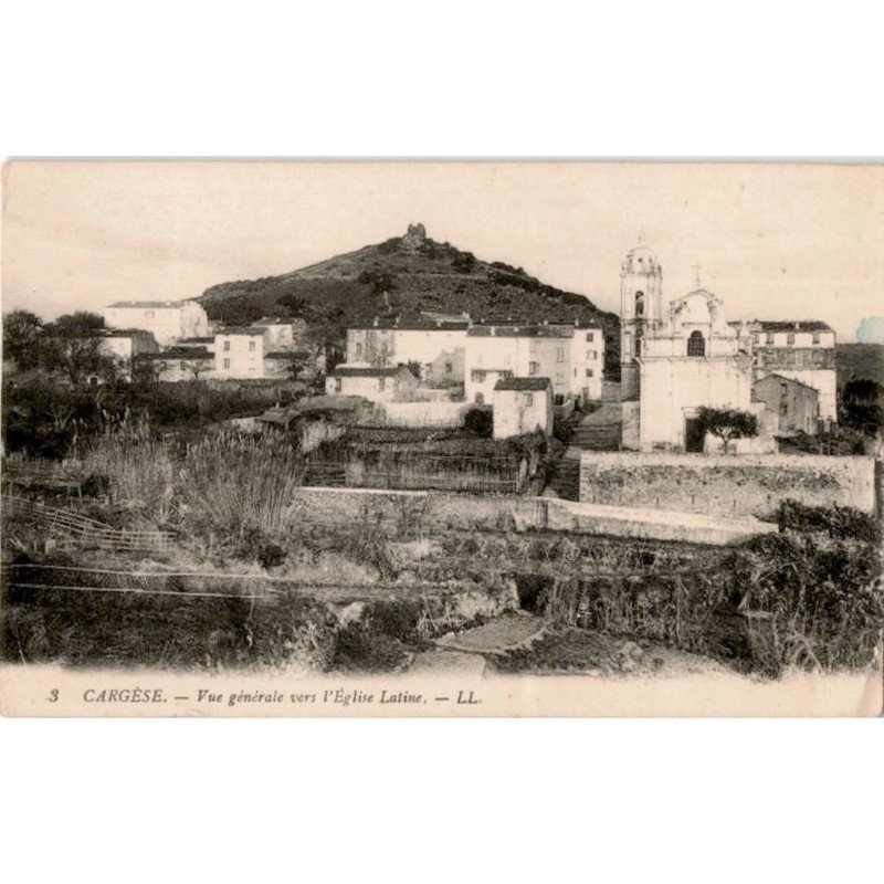CORSE: CARGESE: vue générale vers l'église latine - état