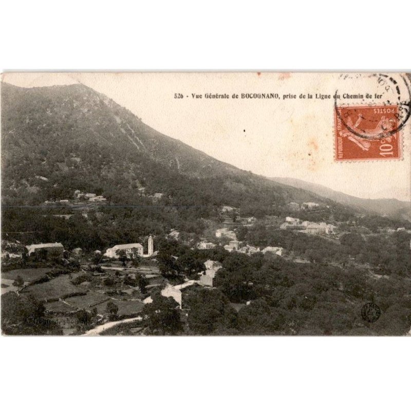 CORSE: BOCOGNANO: vue générale de bocognano prise de la ligne du chemin de fer - très bon état
