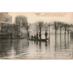 LAGNY: inondation du 26 janvier 1910 place delambre et rue des vieux moulins - très bon état