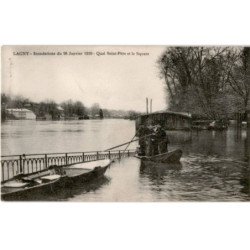 LAGNY: inondation du 26 janvier 1910 quai saint-père et le square - très bon état