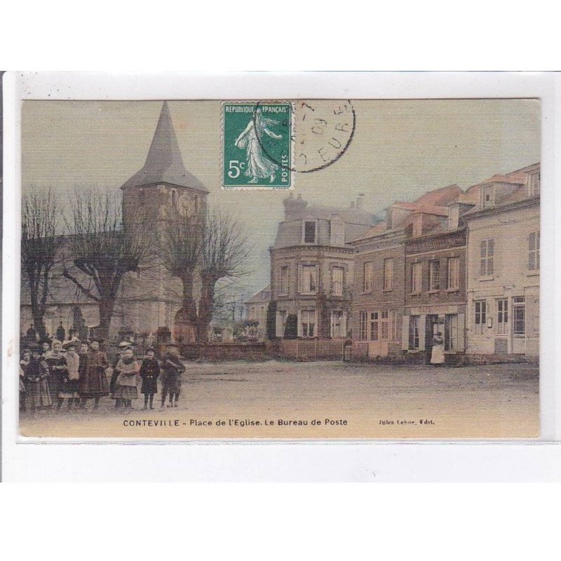 CONTEVILLE: place de l'église le bureau de poste - état