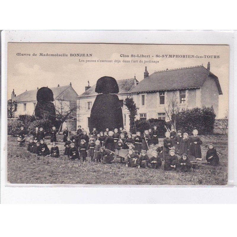 SAINT-SYMPHORIEN-les-TOURS: oeuvre de mademoiselle bonjean, petites s'exercent déjà dans l'art du jardin - très bon état