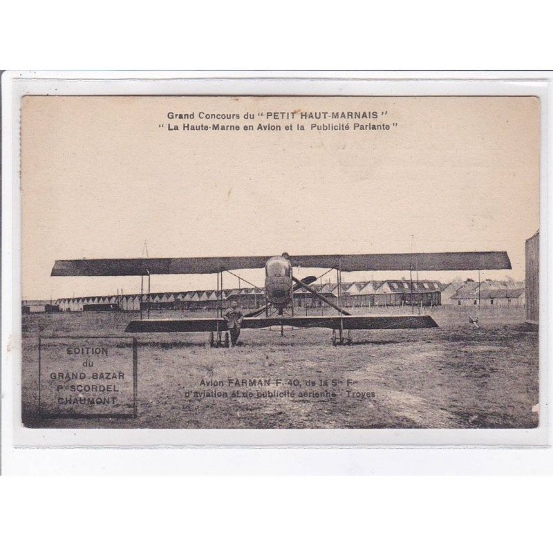 CHAUMONT: grand concours du "petit haut marnais" la haute-marne en avion et la publicité parlante - très bon état