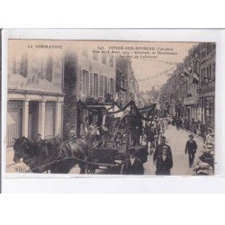 CONDE-sur-NOIREAU: fête du 8 août 1909 cavalcade de bienfaisance le char du laboureur, 12 CPA - très bon état