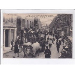 CONDE-sur-NOIREAU: fête du 8 août 1909 cavalcade de bienfaisance le char du laboureur, 12 CPA - très bon état