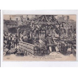 CONDE-sur-NOIREAU: fête du 8 août 1909 cavalcade de bienfaisance le char du laboureur, 12 CPA - très bon état