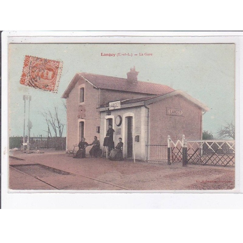 LANGEY: la gare - état (timbre ajouté)