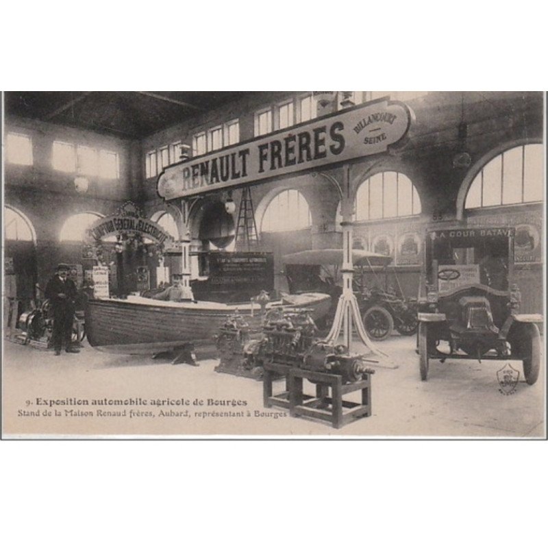 BOURGES : Exposition automobile agricole vers 1910 - stand de la maison RENAULT  - très bon état