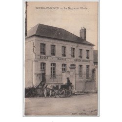 BOURG ET COMIN : la mairie et l'école vers 1920 - très bon état