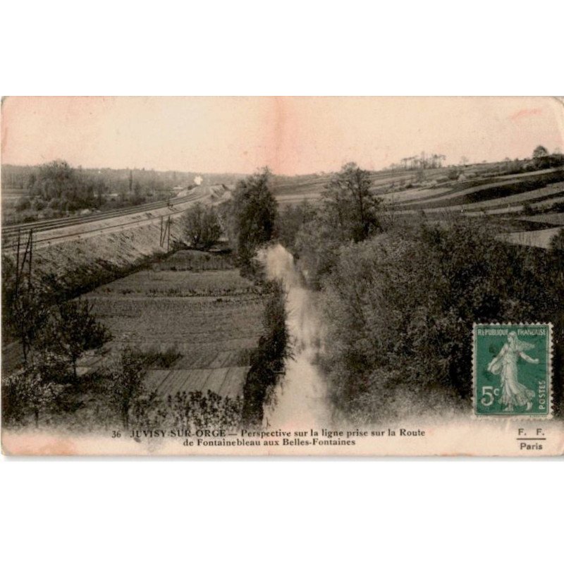 JUVISY-sur-ORGE: perspective sur la ligne prise sur la route de fontainebleau aux belles-fontaines - état