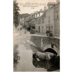 JUVISY-sur-ORGE: la grande rue et le pont sur l'orge, abreuvoir rustique -  bon état